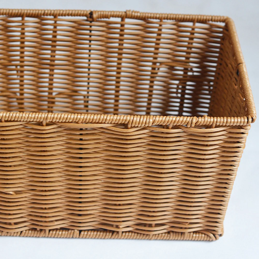 

1pc 30*20*12Cm Rattan Storage Basket Hollow Design Corrosion Resistant For Kitchen Bathroom Supermarket Container Organizer