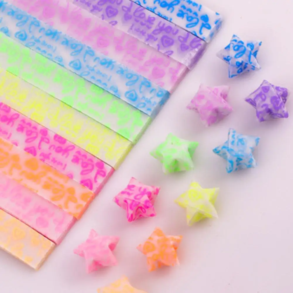 210 Sheets Luminous Origami Stars Paper 10 Colors Strips Decor Paper Supplies Lucky Star Arts Craft DIY Crafting Folding Pa U7T1