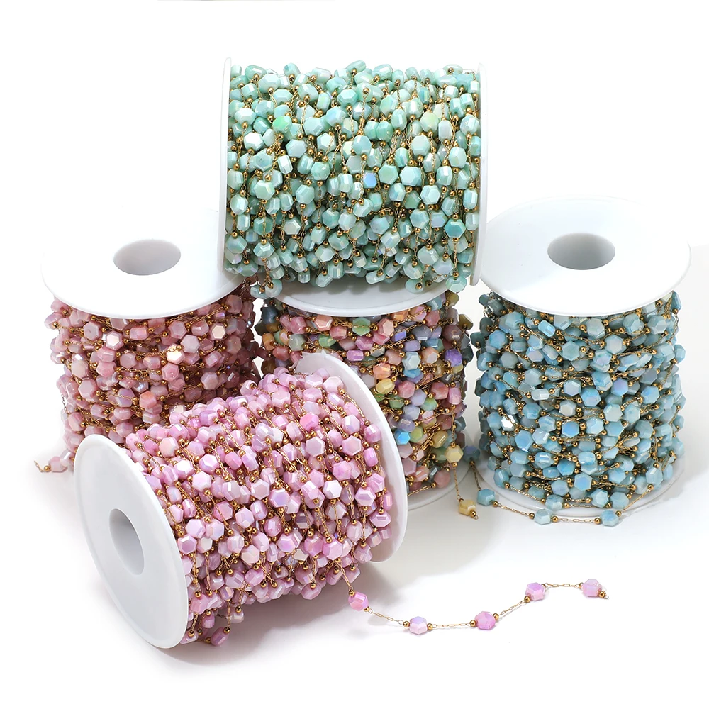 1 Meter Edelstahl 6mm Sechseckige Muschelketten für DIY Handgemachten Schmuck, Damenhalsketten, Armbänder und Ohrringe – Detail 4