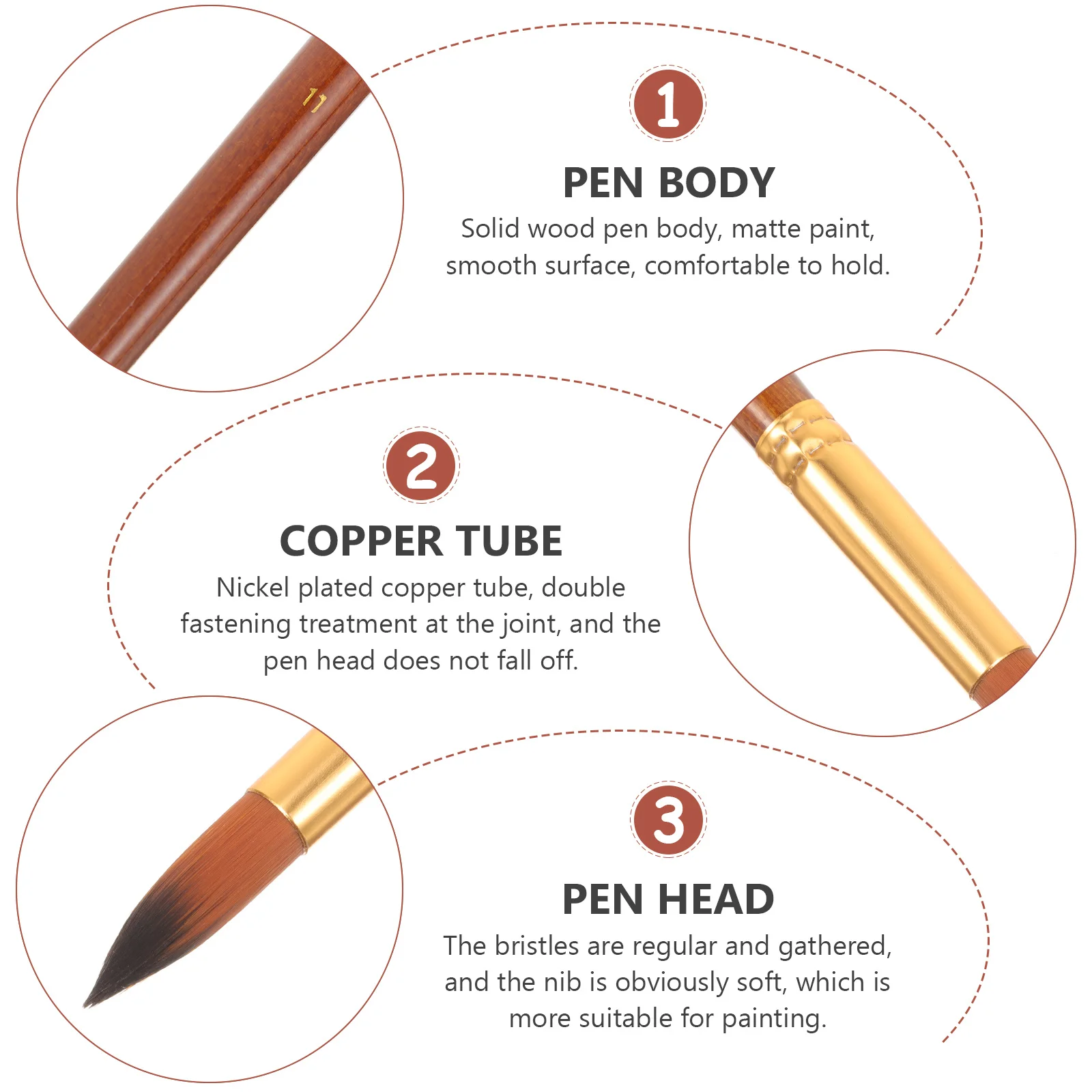 

12Pcs Artist Paint Brush Set High Quality Nylon Fibers Strong Wooden Handle for Kids Students Beginners Painting Education