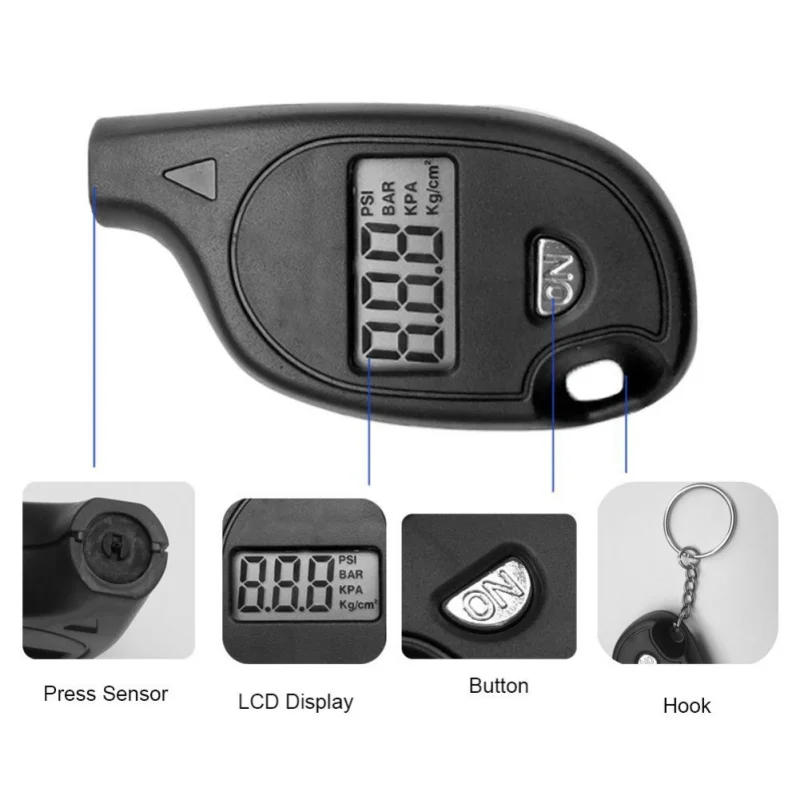 Mini LCD Display Digital Tire Tyre Air Pressure Gauge Tester Tool Key Chain Inspection Tool Car Repair Tool Auto Part