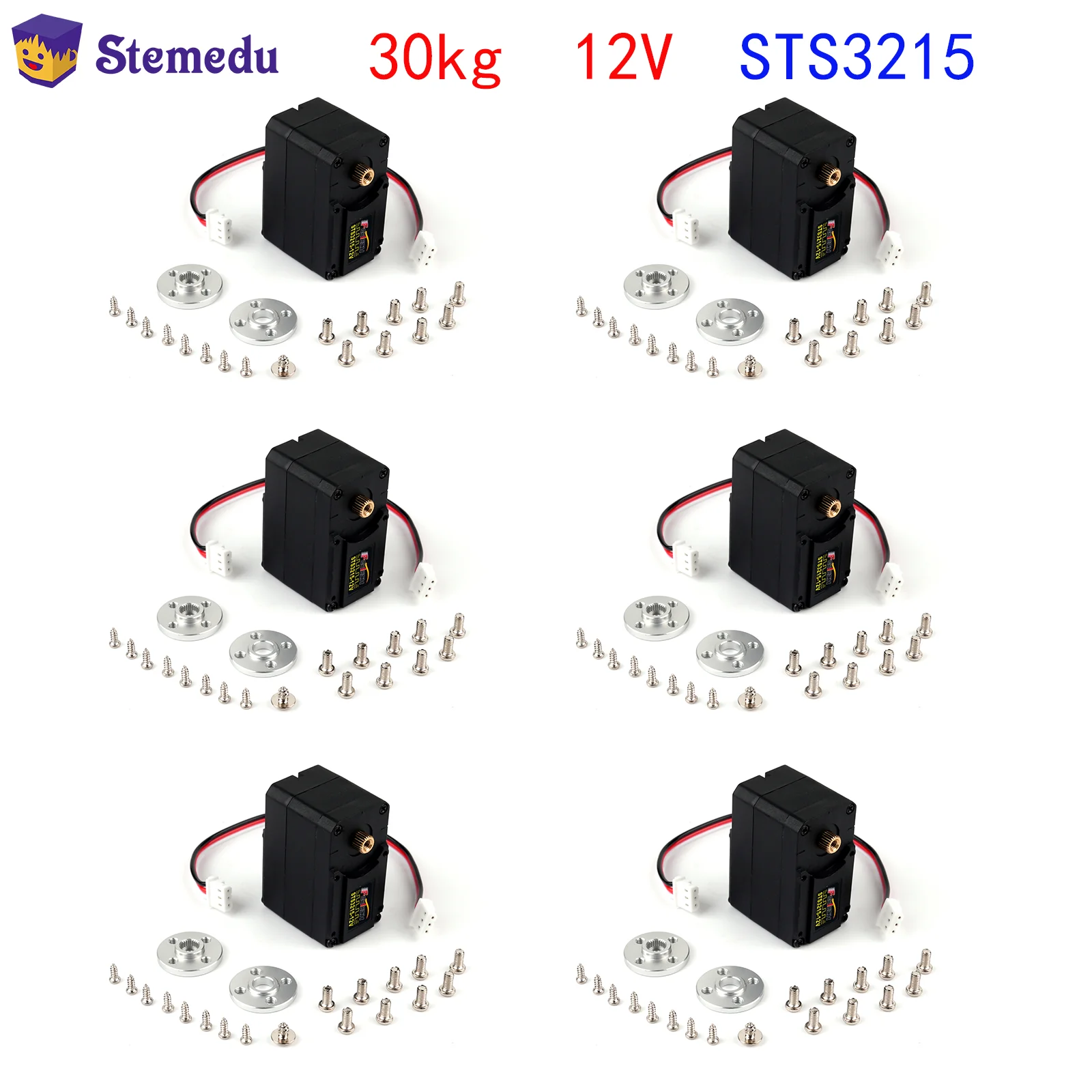 6 Stück STS3215 12V 30KG Hochdrehmoment Smart RC Servo TTL Serieller Bus Roboter-Servomotor für SO-ARM100 Lehrroboter-Projekt Feetech