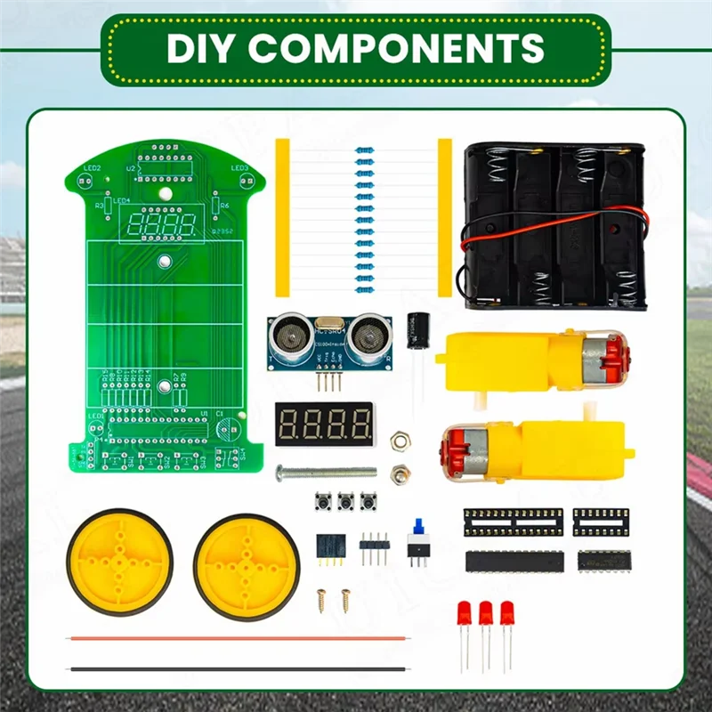 B44C Kit de prevenção de obstáculos de alcance ultrassônico Kit eletrônico DIY para carro Kit de prática de soldagem DIY