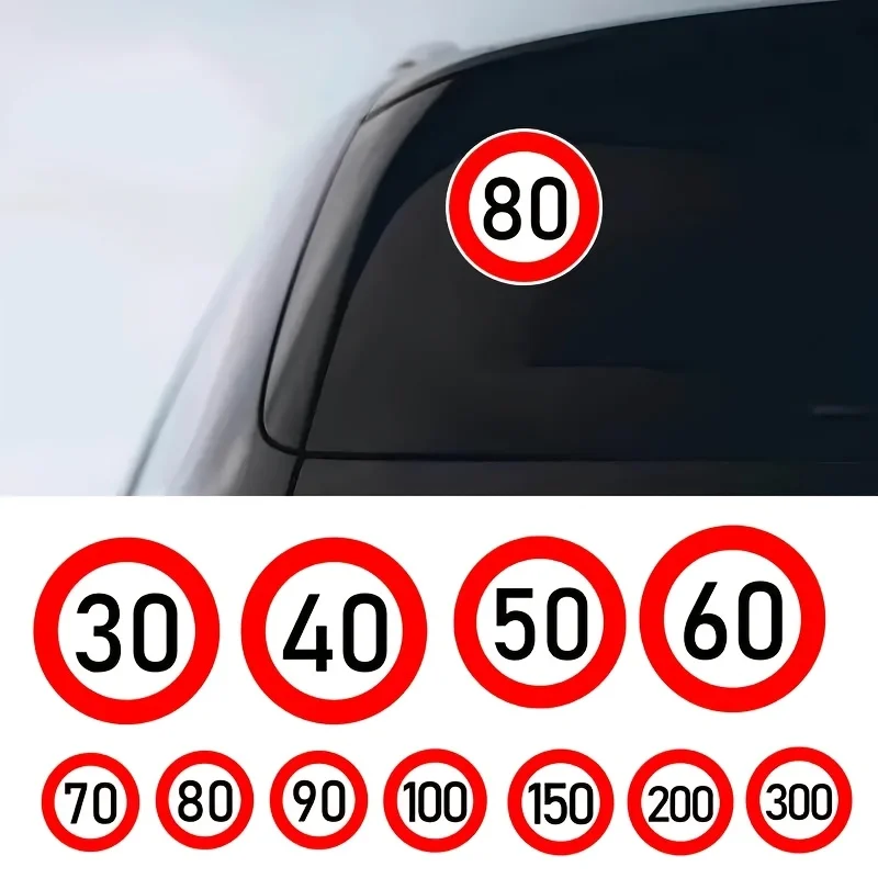 Geschwindigkeitsbegrenzungs-Aufkleber 2D Flach 10-300 KM/H Vinyl-Aufkleber Rot Weiß Motorradhelm Auto Wasserdicht Wetterfest Straßensicherheits-Dekor