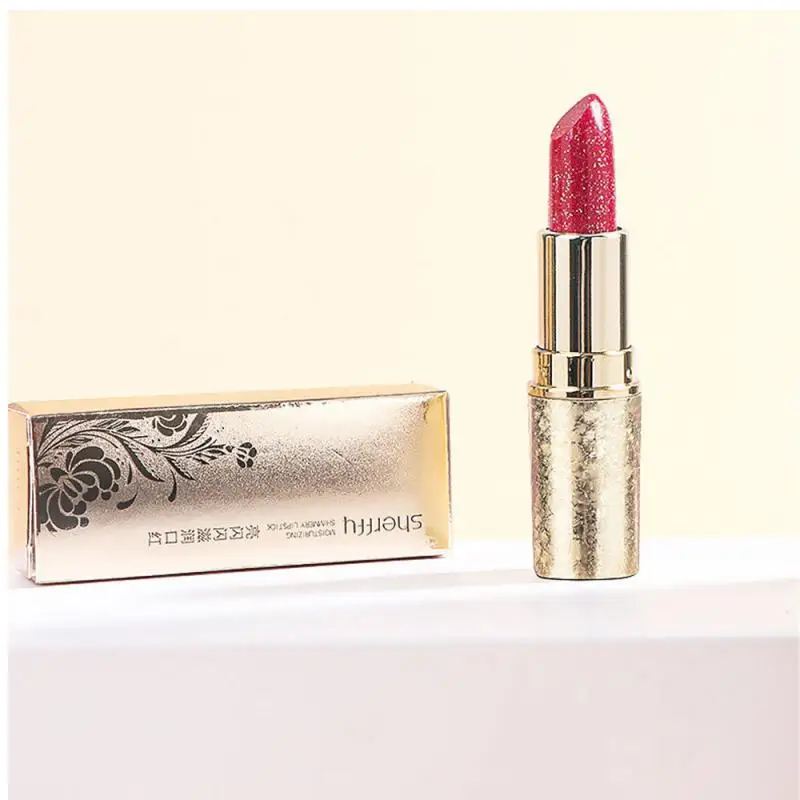 Lip Gloss Metal Lip Gloss Glitter Pearl Liquid Lipstick Sexy Lip Makeup Nonstick Cup Easy To Color Lasting