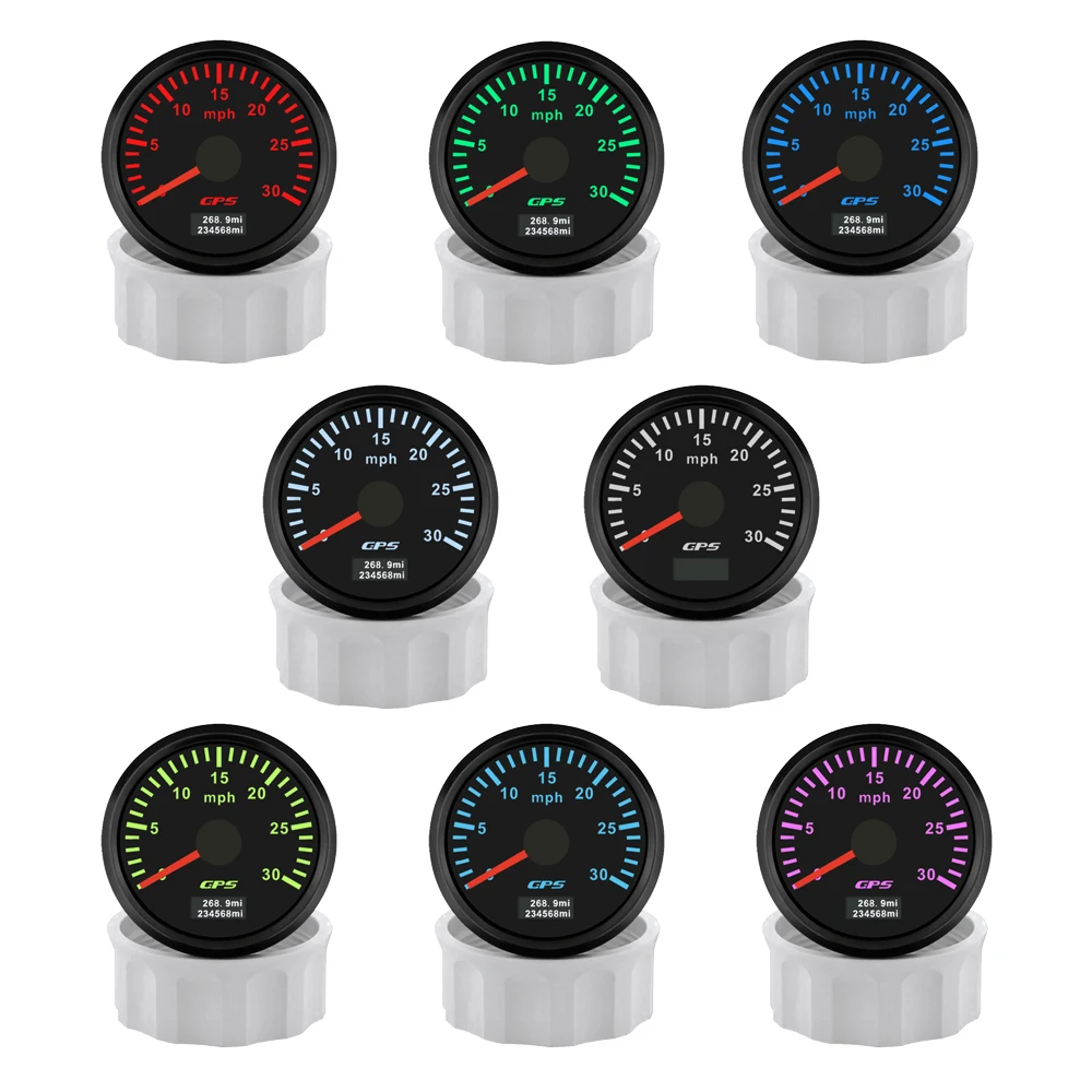 

Popular 52mm GPS Speedometer 0-30MPH 0-60MPH 120MPH Odometer Tripmeter with GPS Antenna 7 Colors Backlight For Truck Boat 9-32V