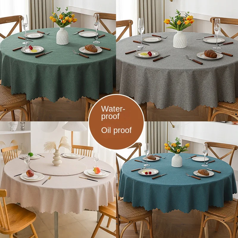 

Simple Cotton Linen Tablecloth Waterproof Oilproof Washable Tablecloth Hotel Restaurant Round Coffee Table Tablecloths