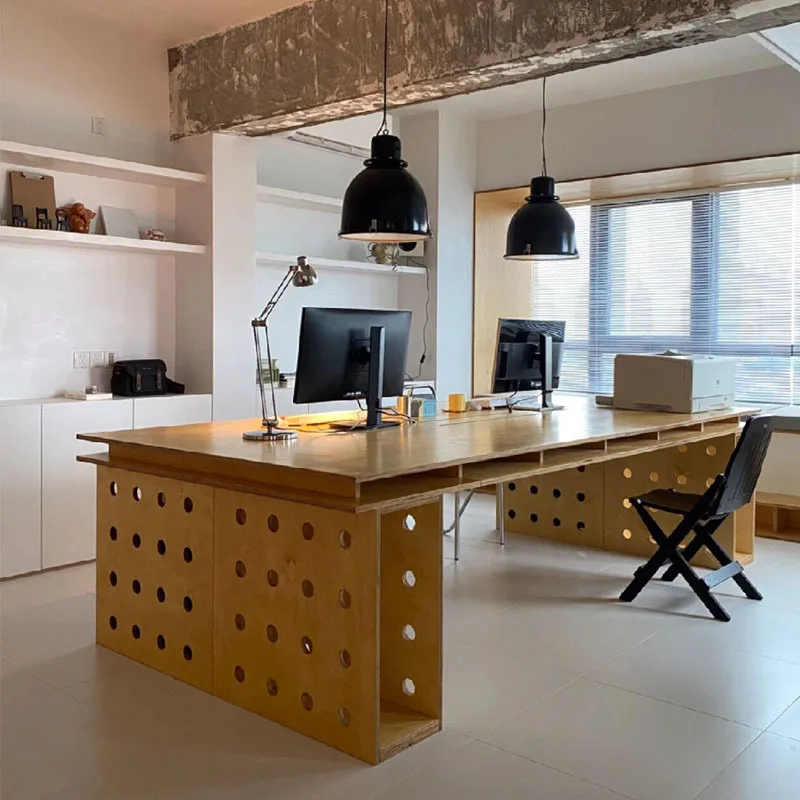 Full birch ocean board desk dining table simple modern negotiation multi-station large desk