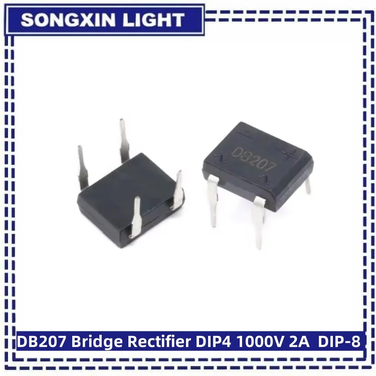 20PCS SAMIROB DB207 Bridge Rectifier DIP4 1000V 2A DB207S Power Diode Rectifiers Electronic Components IC