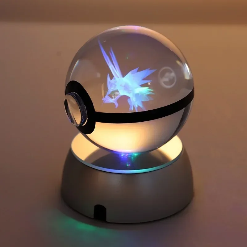 Anime Pokemon Go Ball K9 Crysal Poke Ball Pokeball with Crysal LED Light Base Toys for Kids Children Christmas Gifts Mew Mewtwo