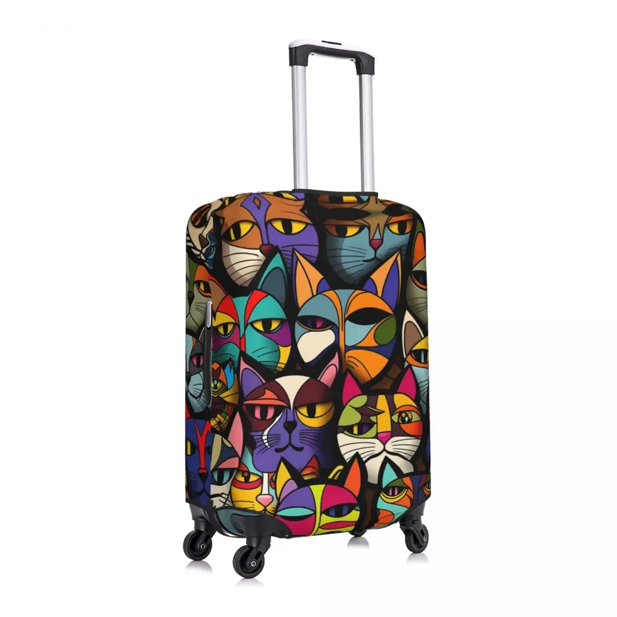 Colorful Bold Cat Suitcase Cover Abstract Animal Practical Cruise Trip Protector Luggage Accesories Flight