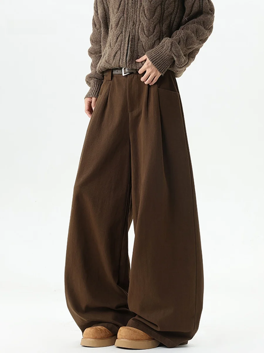 

Винтажные джинсы Wmnm из коричневого денима для мужчин: свободные прямые брюки для города, путешествий, повседневной носки и поездок на работу