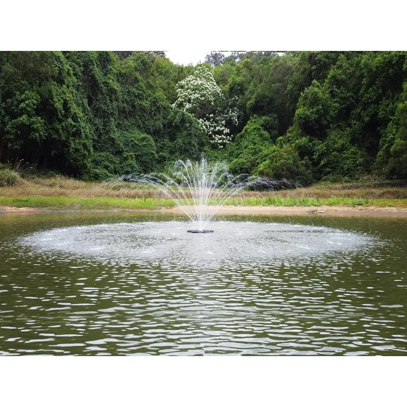 FS02 120V, 1/, OD(φ) 32” Large Pond Floating Fountain with 9000 GPH Fountain Pump, 100’ Power Cord, Two Spray Patterns