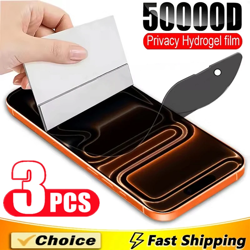 

3Pcs Anti-Spy Hydrogel Film For iPhone 17 13 12 11 14 15 16 Pro Max Privacy Screen Protector For iPhone Air XR X XS MAX No Glass