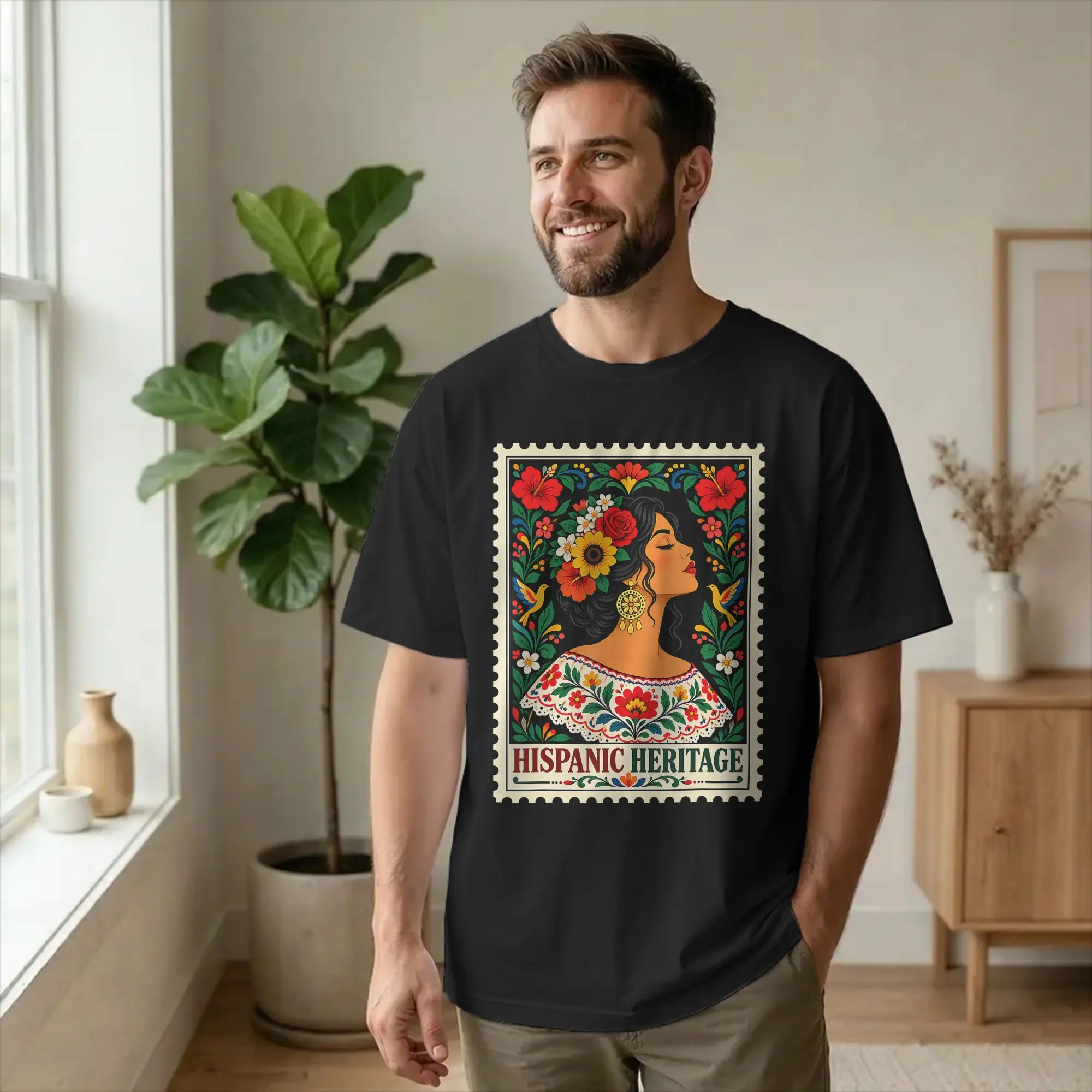 Hispanic Heritage Month Stamp T Shirt Men Cotton Casual T-Shirts O Neck Latin American Tee Shirt Short Sleeve Tops New Arrival