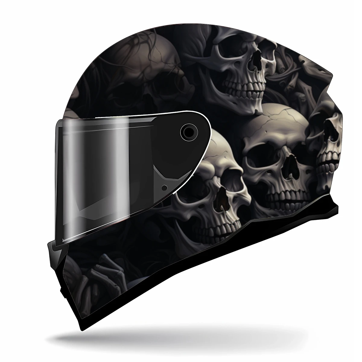 Grunge 3D Skulls Pile Full Helmet Wrap Sticker Motorcycle Helmet Racing Graphic Decal Vinyl Wrap Helmet Decorative Sticker