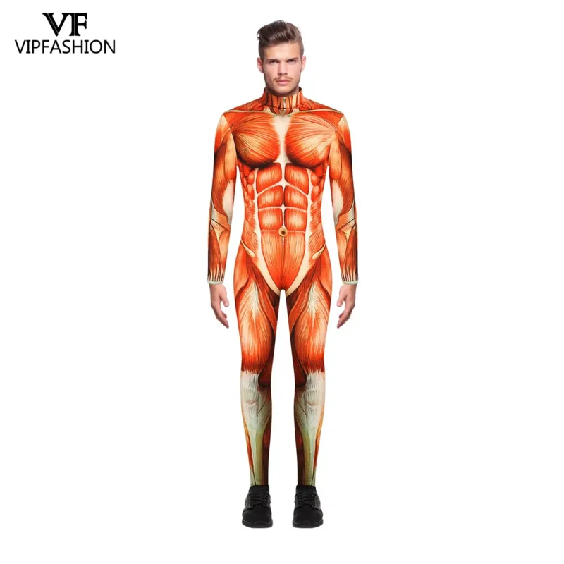 Body Zentai Imprimé Muscle pour Homme et Femme, Combinaisons, Anime Japonais 3D, Cosplay d'Halloween, Mode VIP, 303