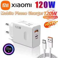 Xiaomi 120w Super Fast Charging 2 Port GaN Head Charging EU US UK Mobile Phone Charger For iPhone Huawei Samsung Wall Charger
