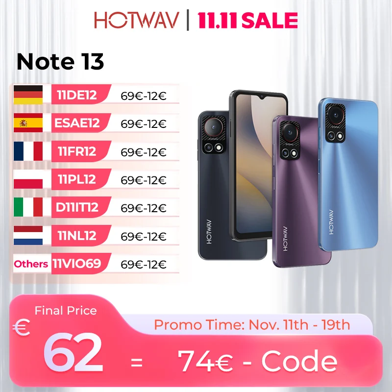 هاتف محمول HOTWAV Note 13 بشاشة 6.6 بوصة HD + 90 هرتز وشاشة 4 جيجابايت 128 جيجابايت ثماني النواة هاتف ذكي 50 ميجابكسل 5160 مللي أمبير في الساعة أندرويد 13 هاتف محمول #1
