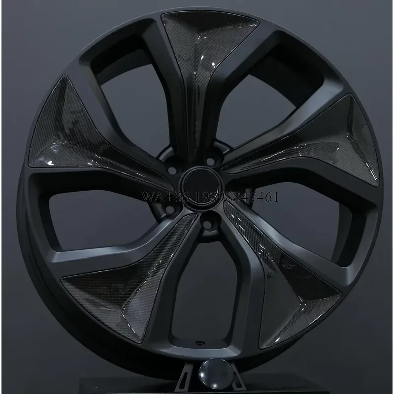 for HZR New 22 23 Inch Deep Dish Aluminum Alloy Forged Wheel Carbon Fiber Trim 5 Spoke Black Finish ET32.5 PCD120 No Limit