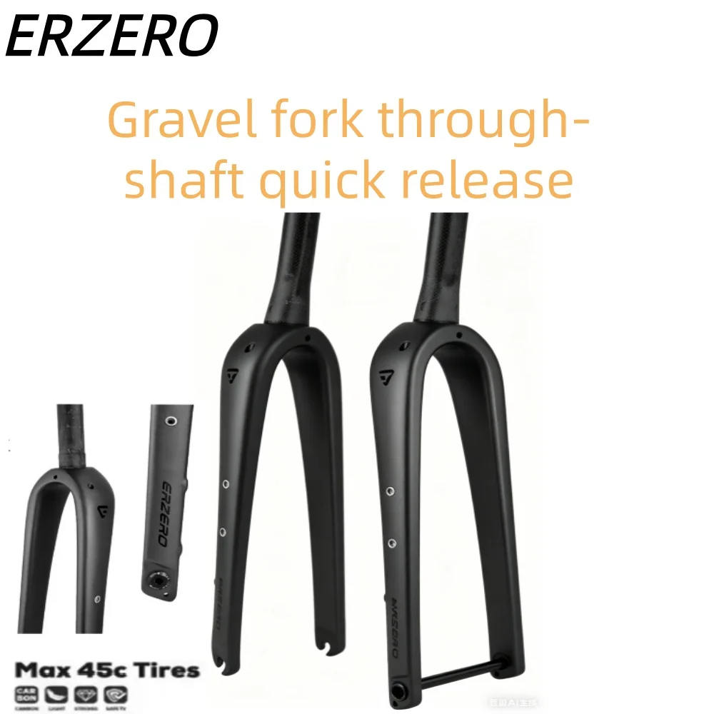 

Carbon Fiber Black Matte Erzero Bicycle Front Fork 700C X 45C Thru Axle 12X100mm