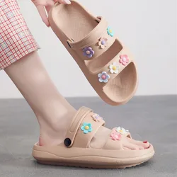 New Fashion Soft Thick Sole EVA Sandals and Slippers Women's Summer Outwear Home Use Indoor Bathroom Flower Anti Slip Slippers