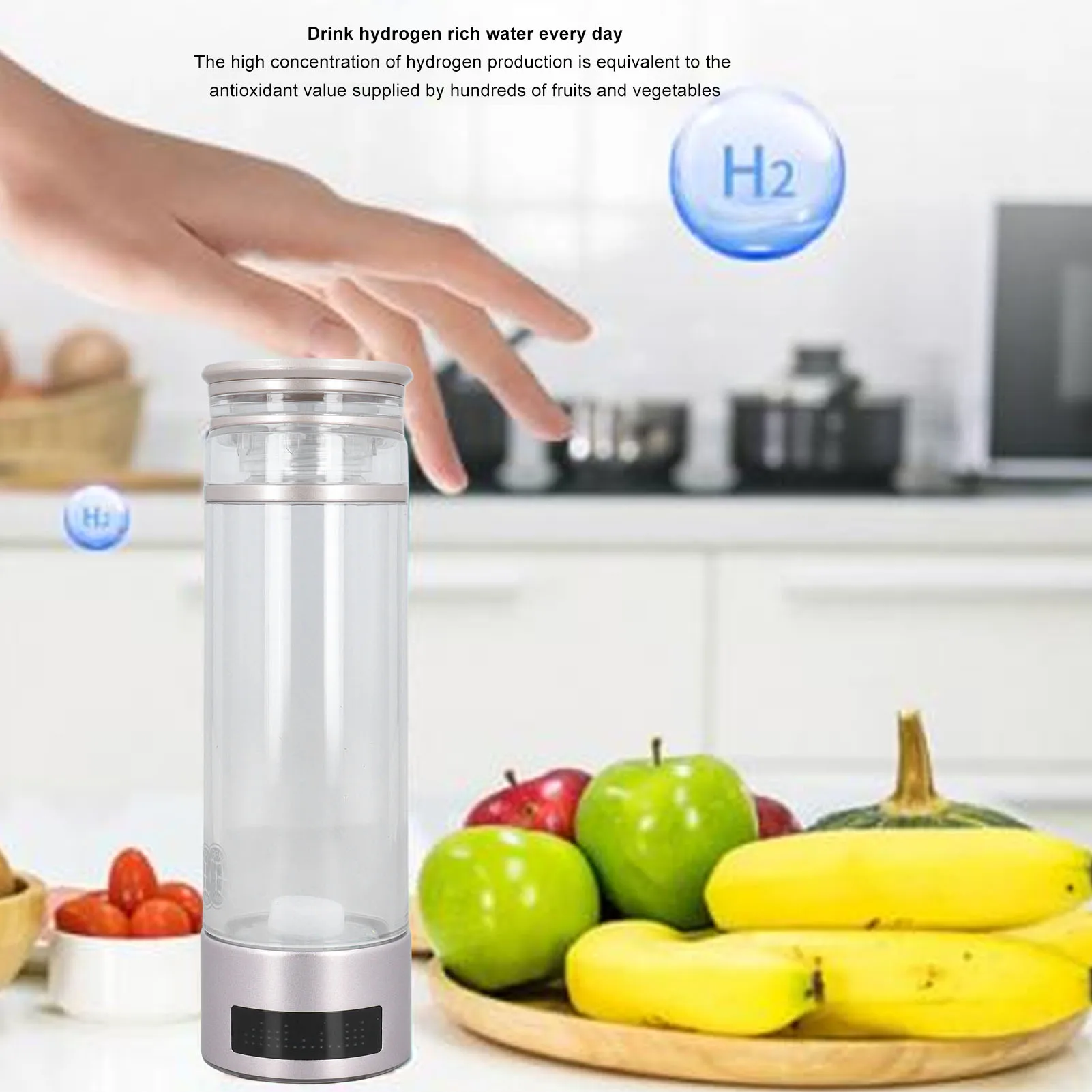 

Hydrogen Generator Water Cup 5V 350ml PCTG Pt 2000 to 6000ppb Clear Hydrogen Rich Water Bottle for Home Fitness Office