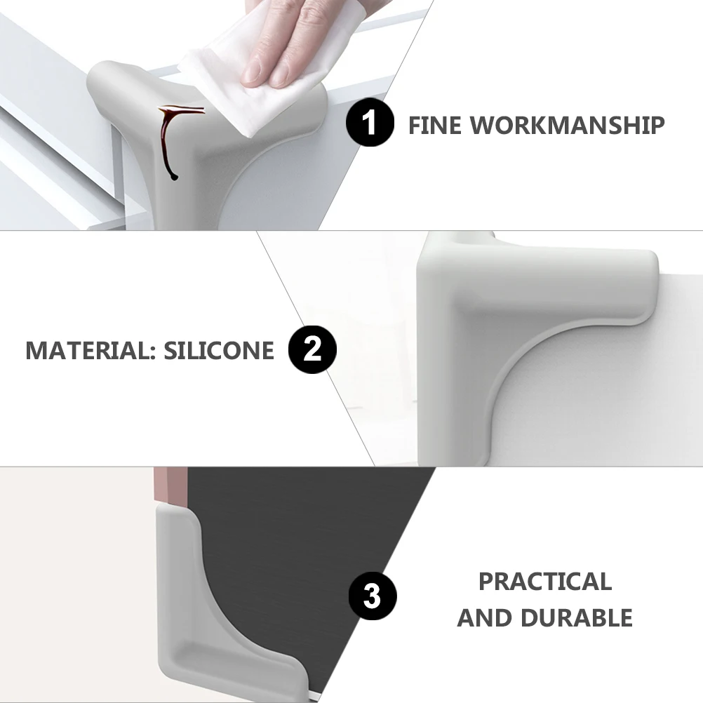 

4 Pcs Silicone Corner Guards Soft Safety Protectors Anti Collision Furniture Table Edges Grey Guard Covers