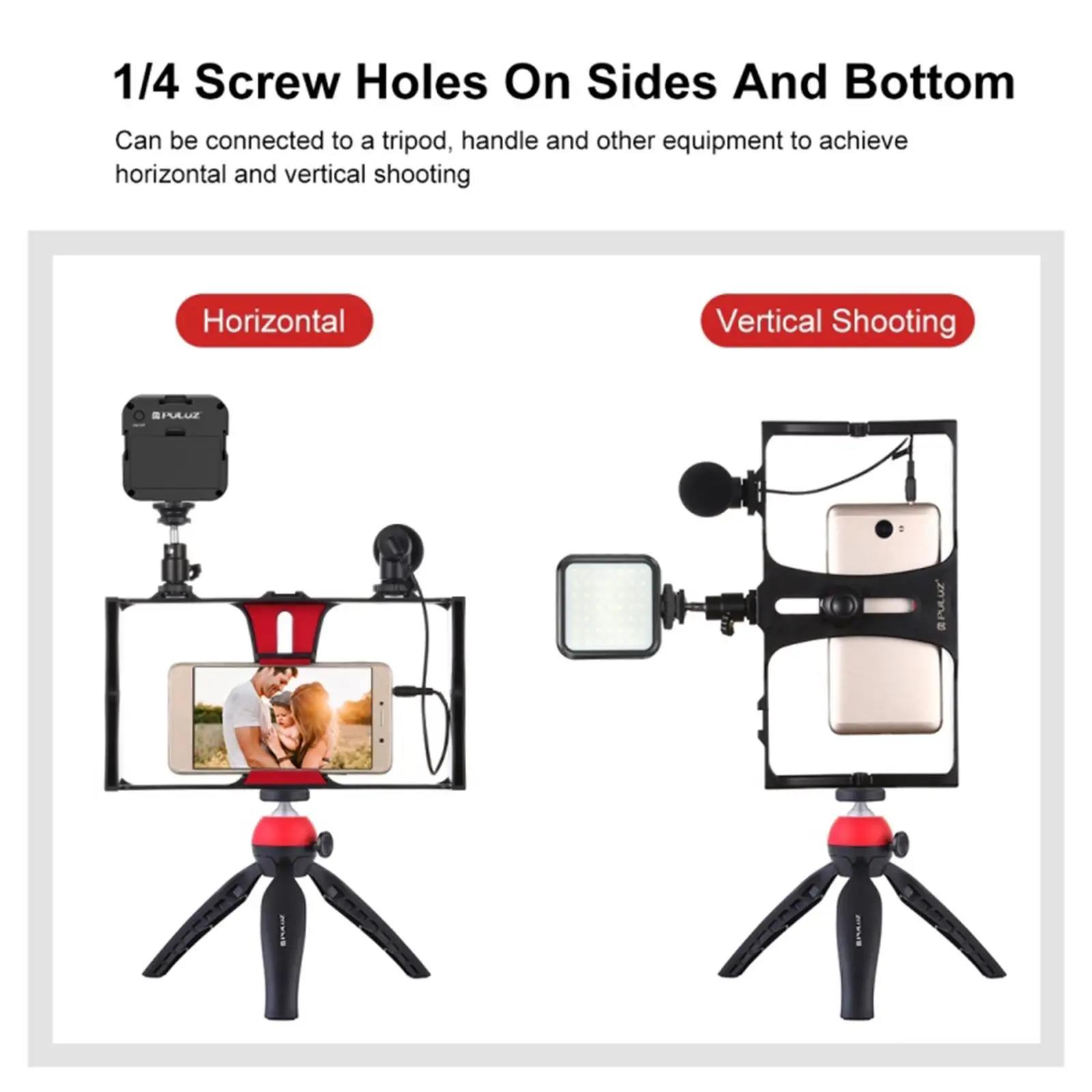 Professional Phone Filming Accessories Kit with Adjustable Clamp and Tripod Screw for Vlogging Youtube Video Recording