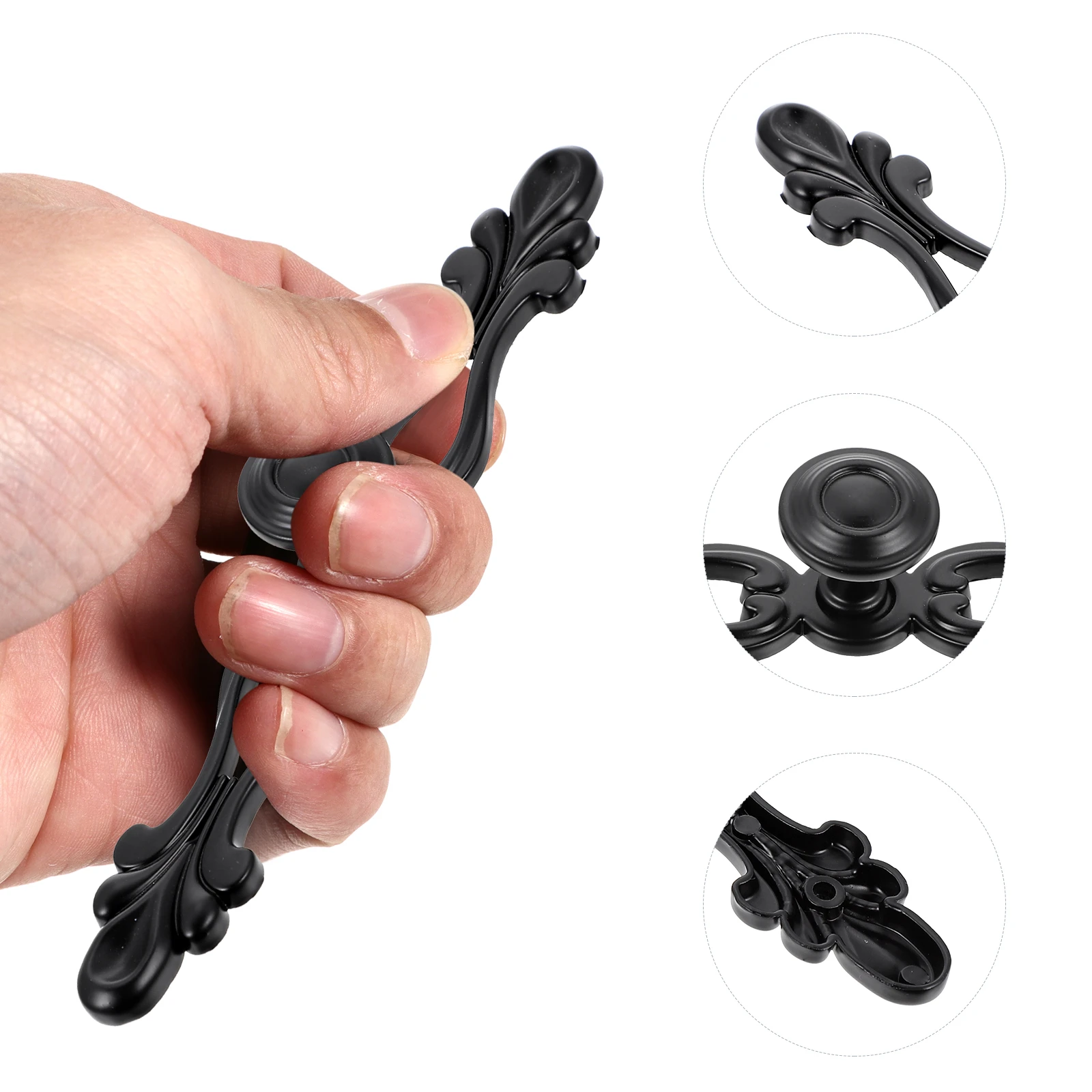 2 Pcs Kitchen Cabinet European Style Handle Drawer Knobs Black Zinc Alloy Vintage Pulls