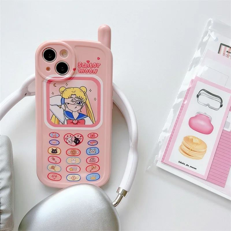 Cute Anime Role Sailors Moon Anime Case for IPhone 13 12 11 14 15 Pro Max Cartoon Transparent Big Brother Back Protect Covers