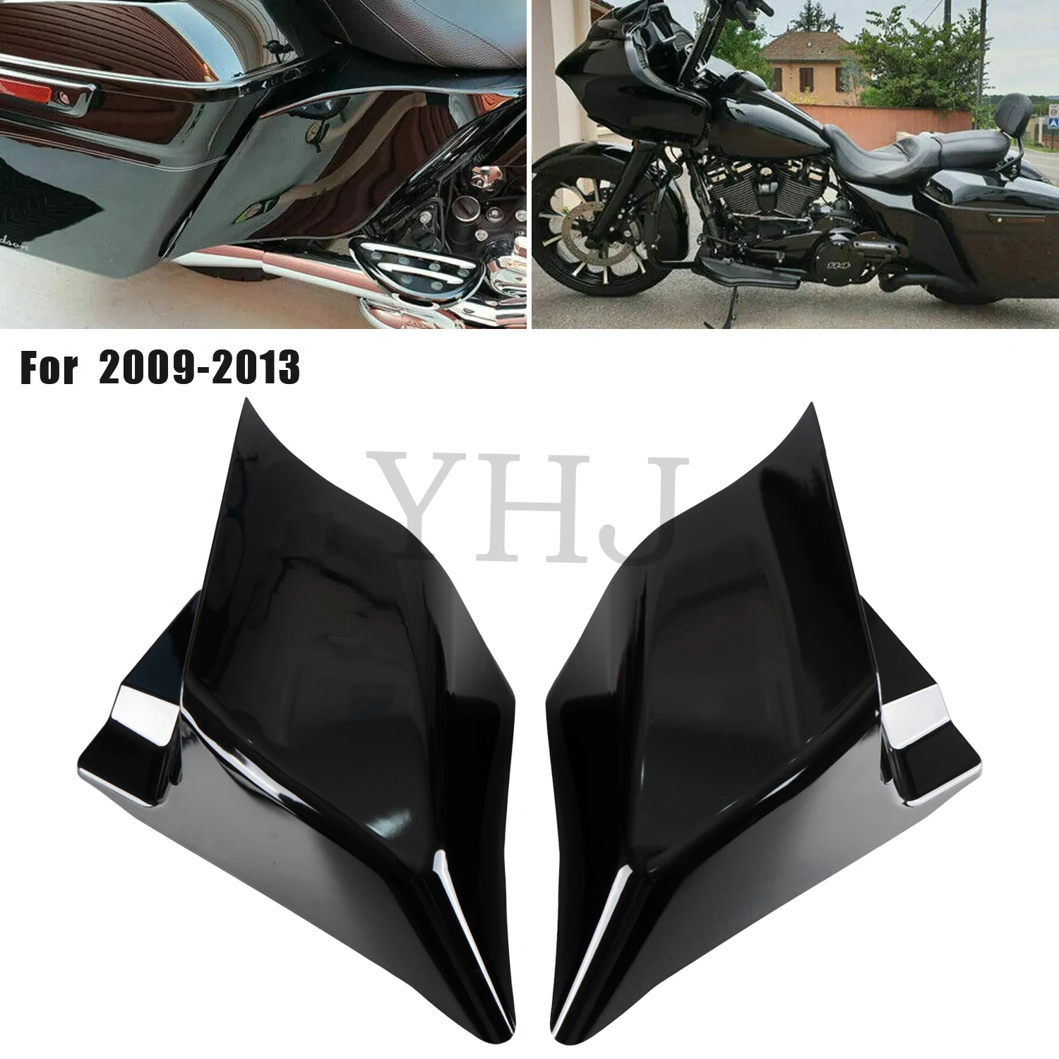 

For Harley Motorcycle Touring Baggers Street Electra Glide 2009-2013 Gloss Black Stretched Extended Side Cover Panel