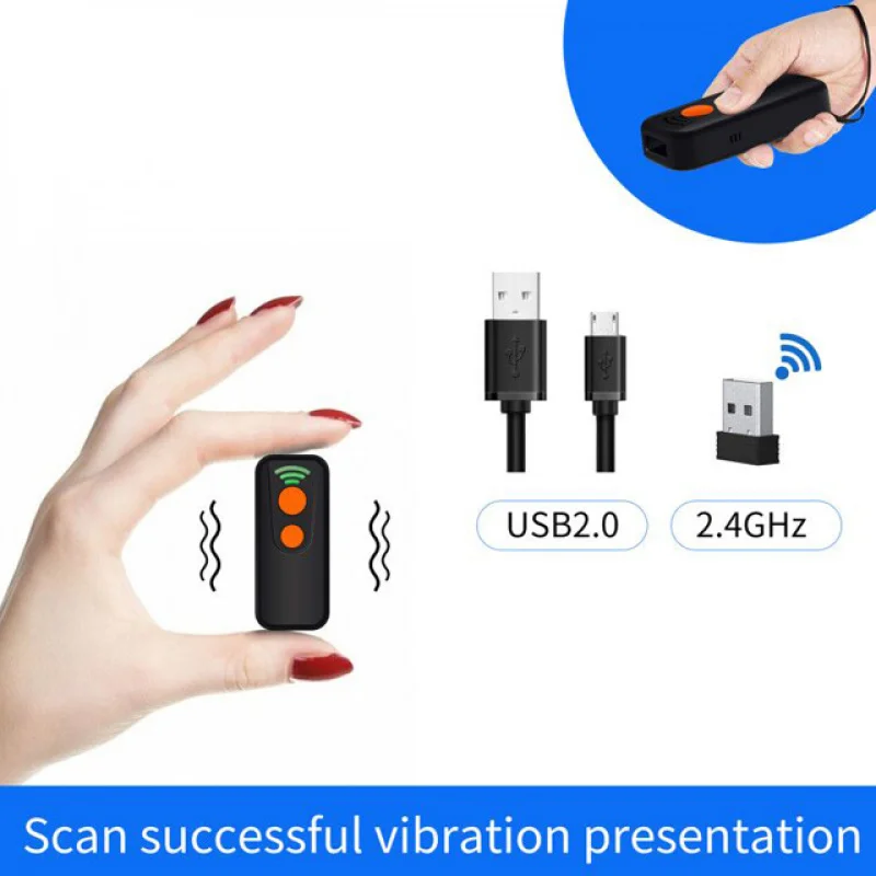 Portable Laser Barcode Scanner 3-in-1 2.4G Wireless Usb 1D Bar Code Reader