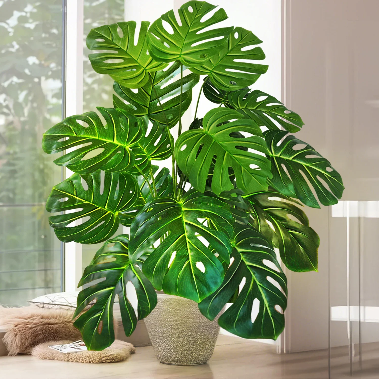 Hochwertige 76/86CM Künstliche Monstera-Pflanze, Falsche Palme, Plastik-Schildkrötenblatt, Grüne Pflanze für Heim, Garten, Zimmer und Bürodekoration – Detail 7