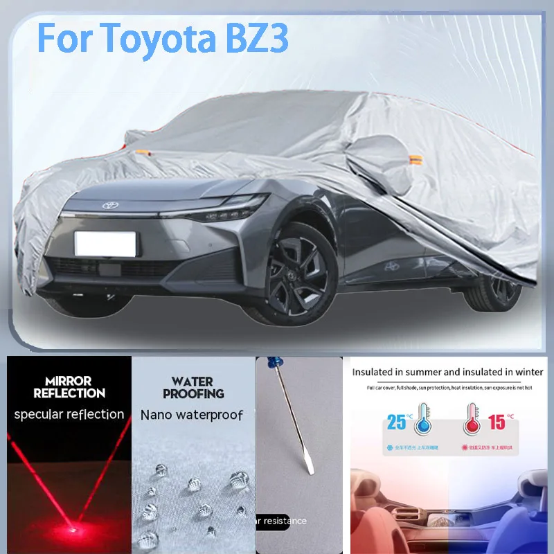 

For Toyota BZ3 Full Car cover with UV protection and Winter Insulation roles,Rainproof,Snowproof Ati-frost properties.