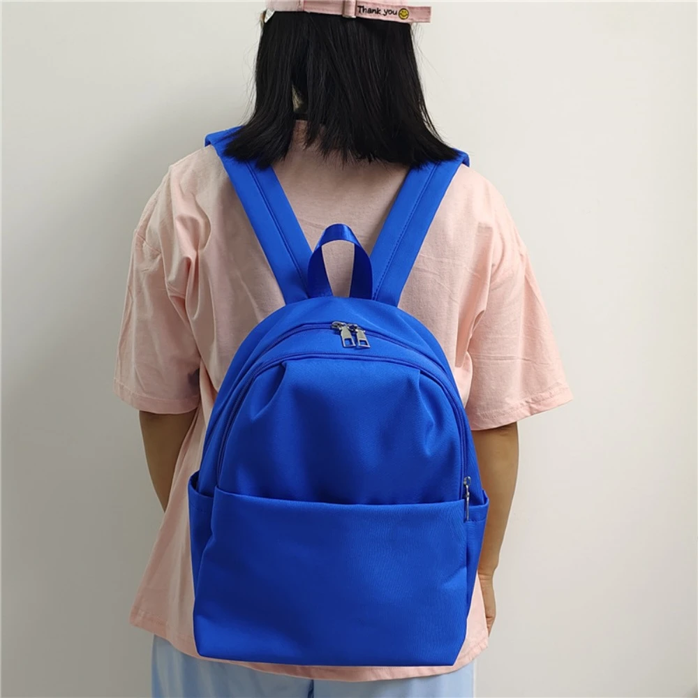 

Portable Large Capacity Women's Backpack Solid Color Nylon Leisure Backpack Waterproof Multi-layer Laptop Bag Outdoor