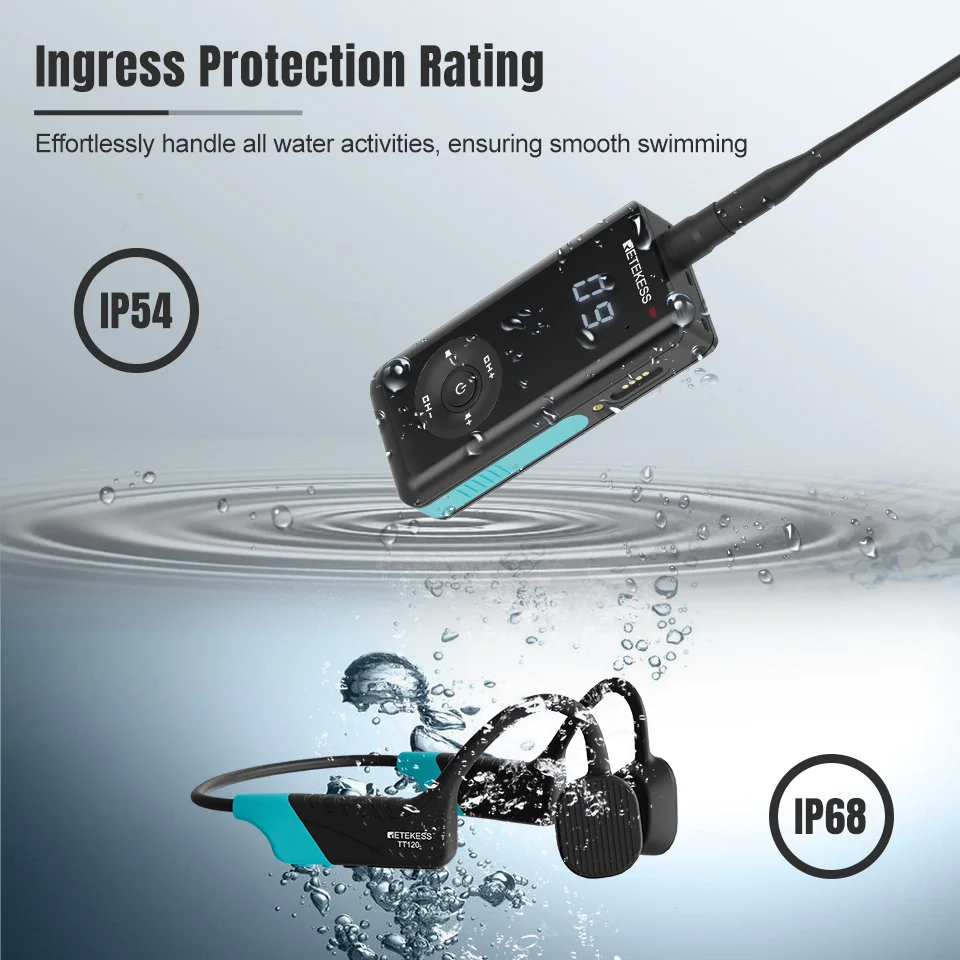 Retekess TT120 Tour Guide System Swim Coach Communicator Waterproof Bone Conduction Headphones for Swimming Training,SUP Surfing - Image 2