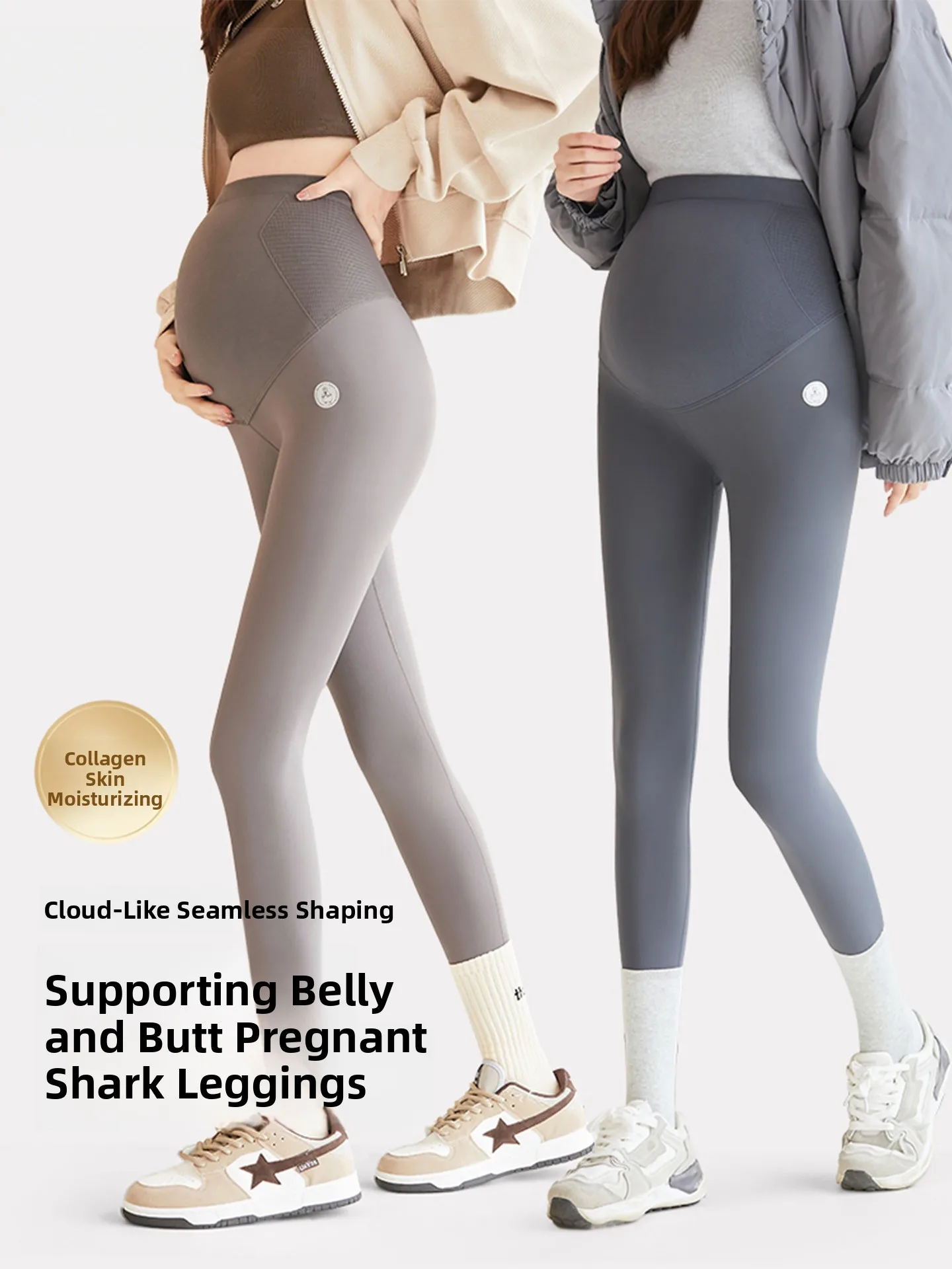 กางเกงโยคะสำหรับหญิงตั้งครรภ์ ผ้าซับใน รองรับหน้าท้อง เอวสูง กระชับสัดส่วน สวมใส่สบาย แฟชั่นฤดูใบไม้ร่วงและฤดูหนาว