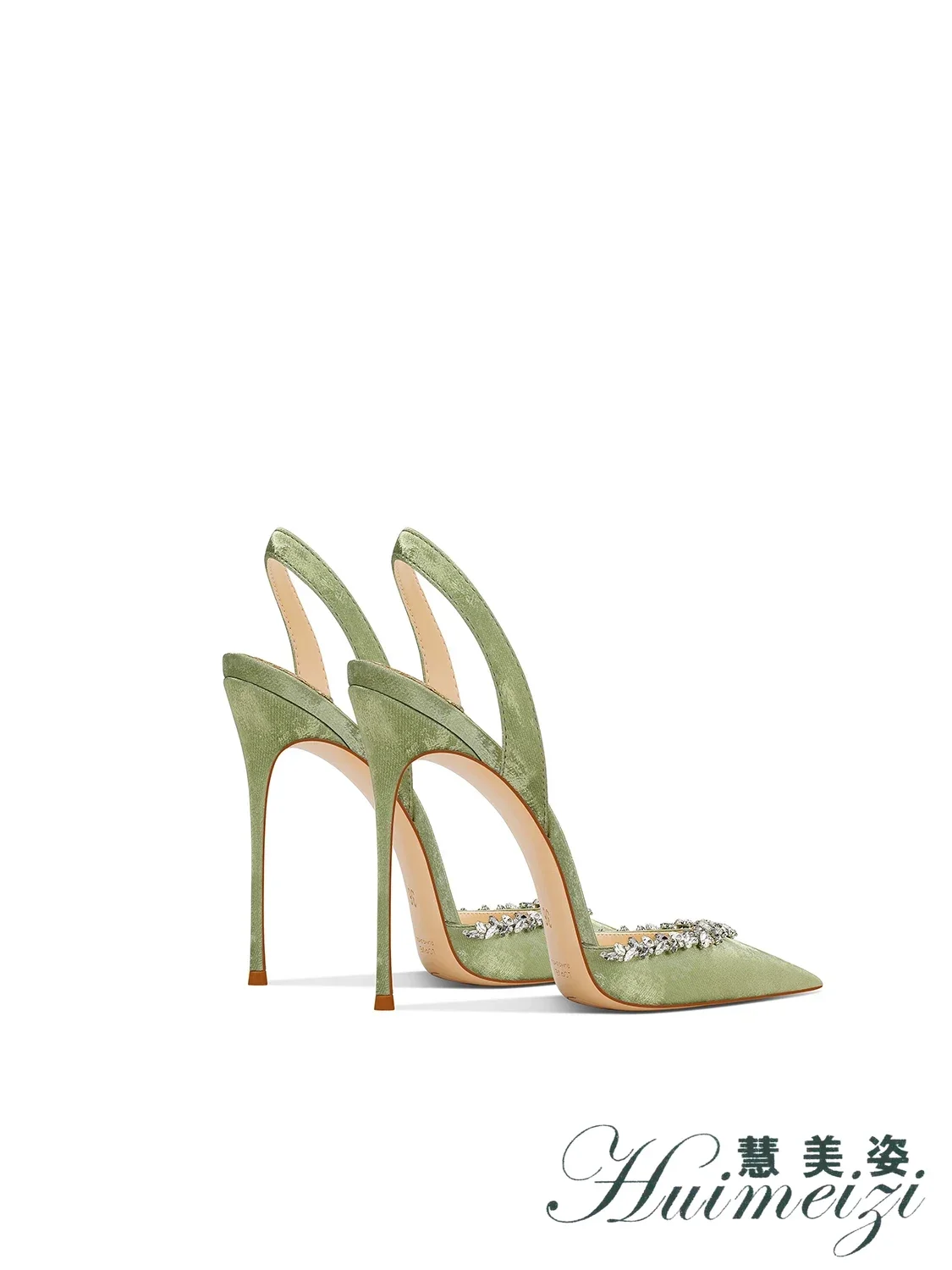 HMZ Grass Green 2027 New Pointed Stiletto High Heels Women+Gift