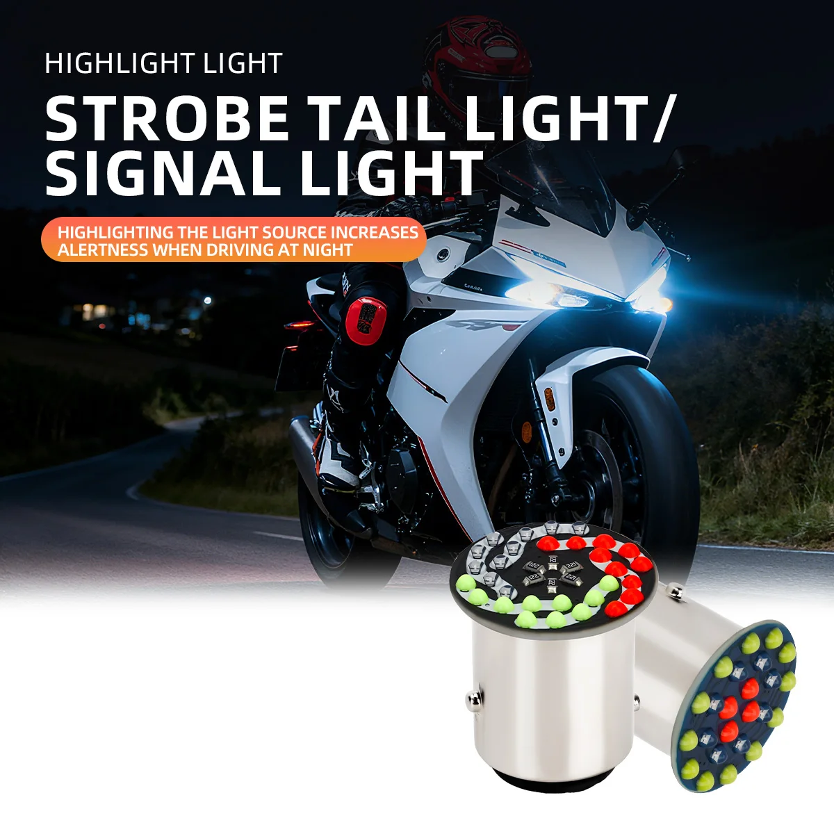 

2PCS Motorcycle LED Strobe Light 1157 BAY15D P21/5W LED 12V Tail Brake Rear Light Parking Light RGB Signal Light Canbus 1.2W