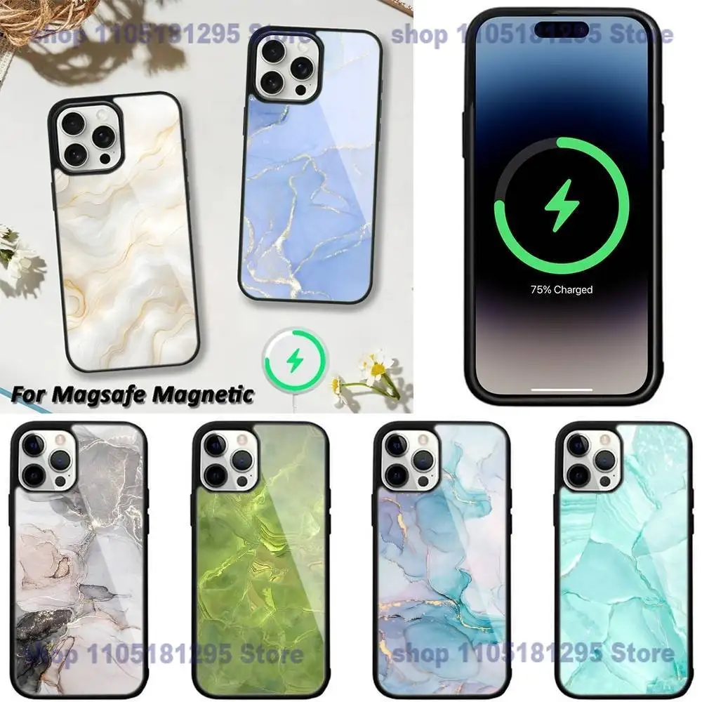 

Fashion Geometric Marble Phone Case For iPhone 17,16,15,14,13,12,11,Plus,Pro,Max,Mini Magsafe Magnetic Wireless Charging