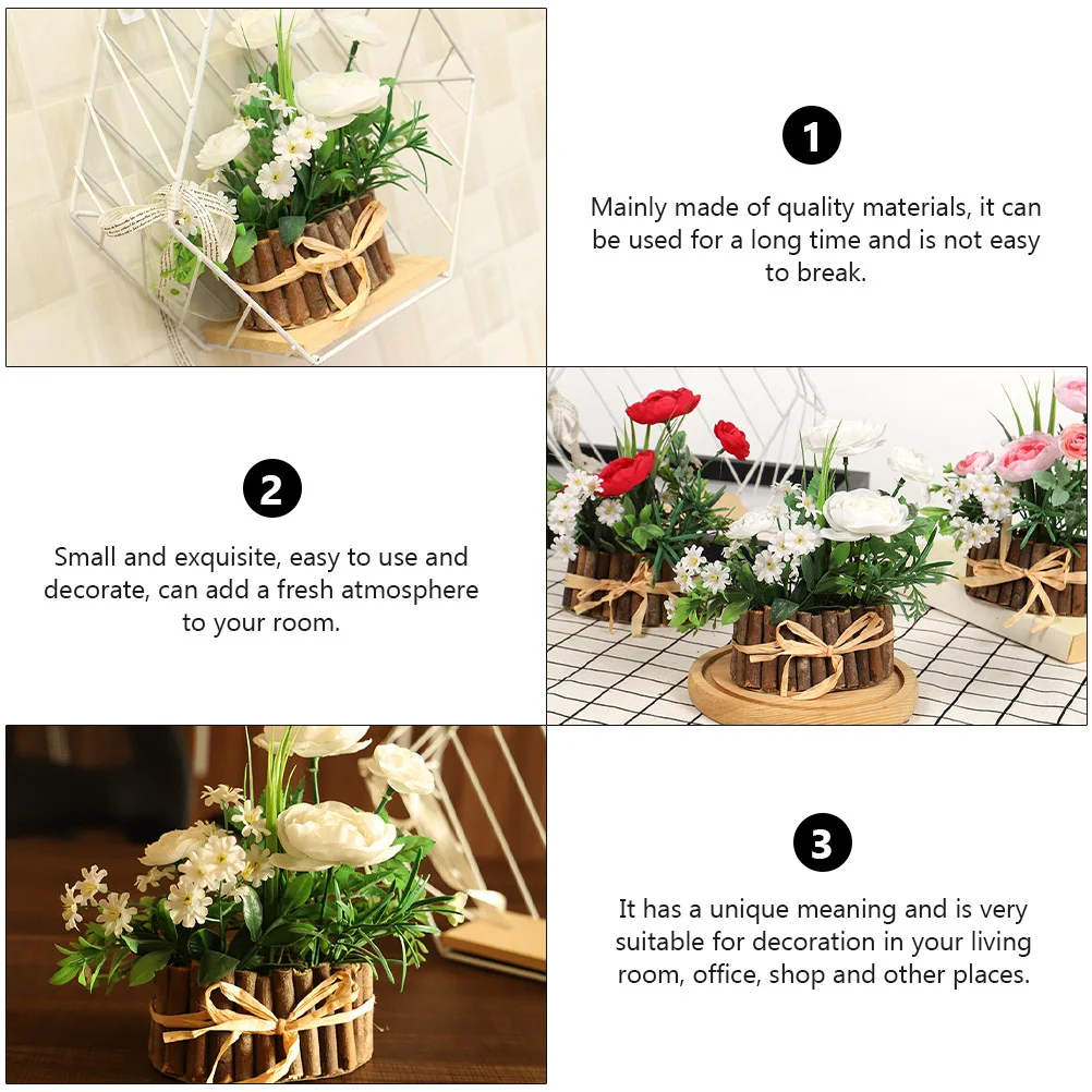

1pc Oval Tea Rose Decor Artificial Flower Bonsai Small Exquisite Simulation Potted Plant For Home Office Shop Indoor
