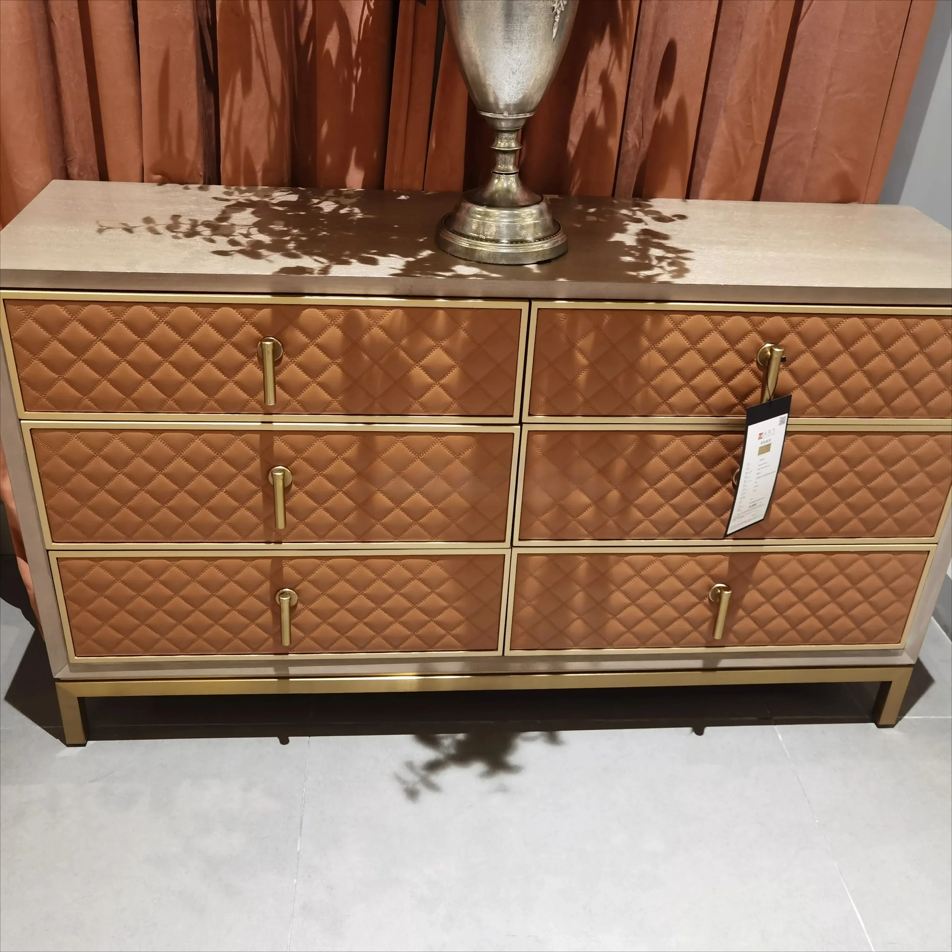 New American light luxury solid wood metal bucket cabinet solid wood bucket cabinet