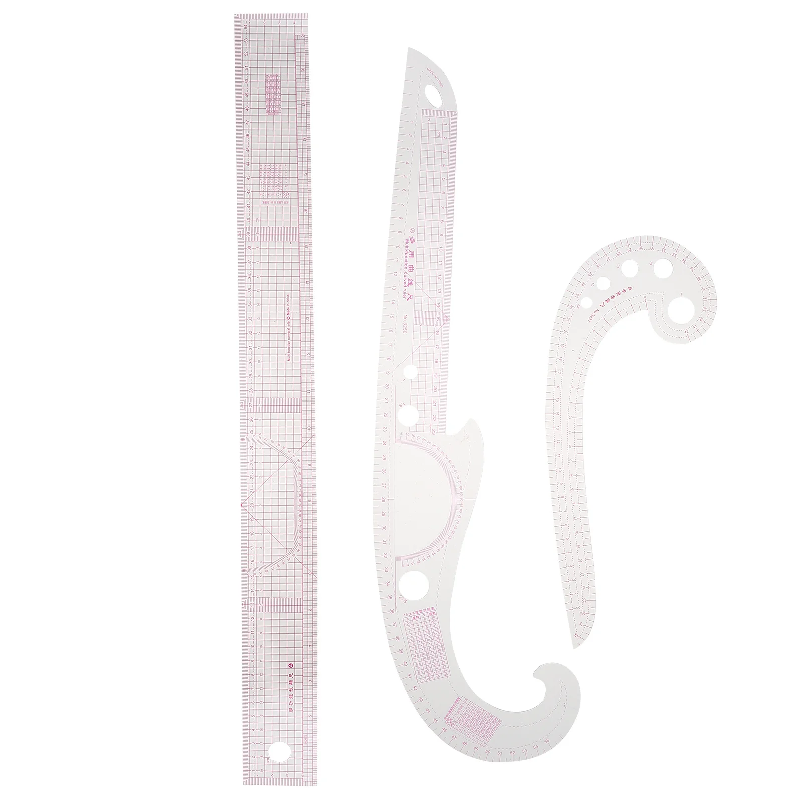 3Pcs Sewing Curve Ruler Set French Curve Transparent Tailor Pattern Making Tools for Dressmakers Quilting Cutting and Sewing