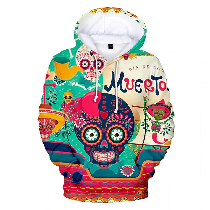 Harajuku 3D Day Of The Dead Printing New In Hoodies & Sweatshirts Kid Fashion Cool Streetwear Hooded Hoody Casual Pullovers Tops