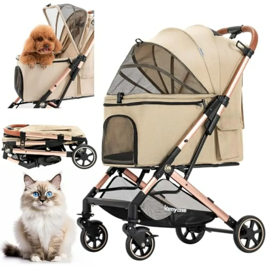 

Medium Dog Stroller, Pet Stroller for Medium Dogs Up to 55lbs, Lightweight Aluminum Frame, One Click Folding, Large Cat Strolle