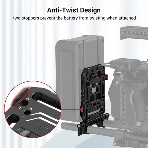 Imagen 2 del producto Placa de batería de montaje en V SmallRig, placa de batería de montaje en V con abrazadera de varilla de 15 mm y brazo ajustable para fuente de alimentación - 2991