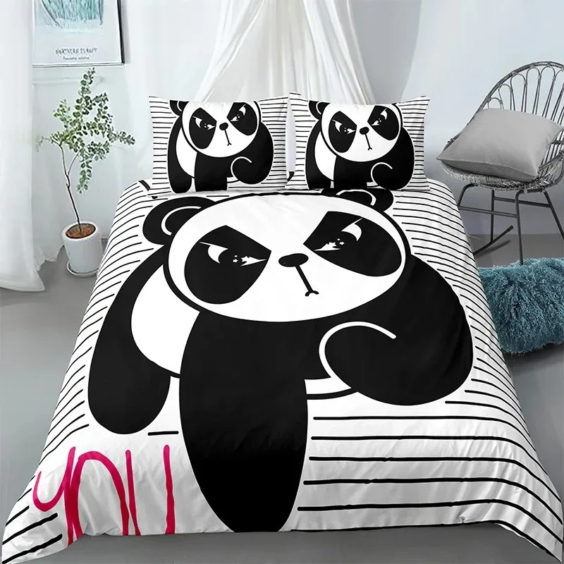 

3D Print Panda Bedding Set Soft Comforter Cover With 1/2pcs Pillow Shams For Kids Adults Microfiber Girl Kids Quilt Cover