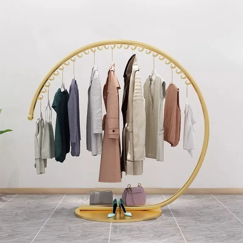 European wrought iron coat rack floor hanging clothes rack bedroom hanging clothes rack indoor simple fashion clothing store dis