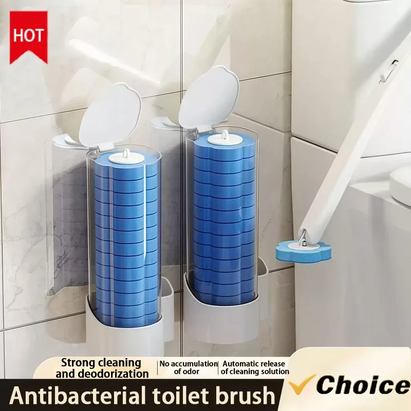 

Одноразовая туалетная щетка с чистящими средствами для 360-градусной очистки ° Чистка ванной комнаты без слепых зон
